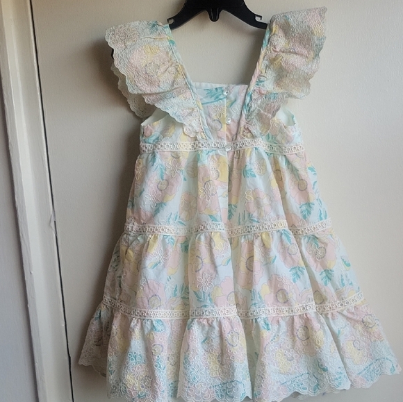 Floral Lace Kids Dress - Pastel Colors - Picture 9 of 11